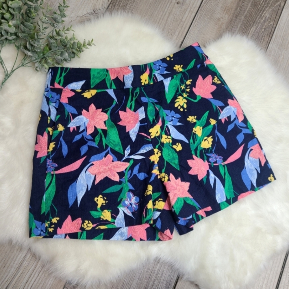 J.Crew Bright Floral Print Basket weave High Waist Shorts